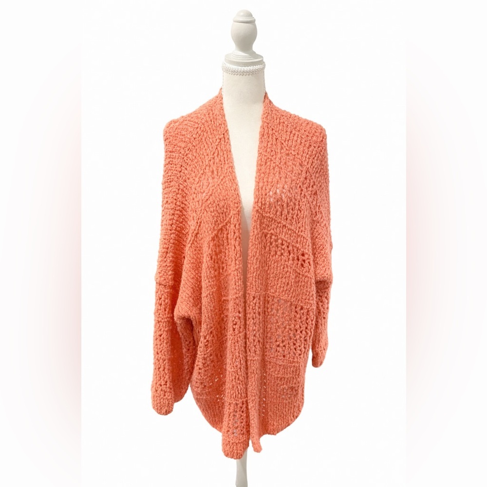 Free People Chunky Knit Open Cardigan Coral Size M/L Boho